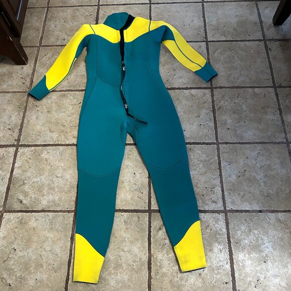 Hevto Ladies Wetsuit Surfing/Snorkeling/Swimming Size S Neon Yellow/Teal - Picture 5 of 7